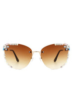 Load image into Gallery viewer, Rimless Rhinestone Fashion Cat Eye Sunglasses