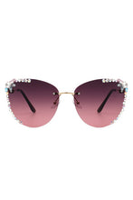 Load image into Gallery viewer, Rimless Rhinestone Fashion Cat Eye Sunglasses