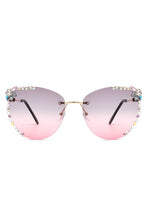 Load image into Gallery viewer, Rimless Rhinestone Fashion Cat Eye Sunglasses