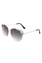 Load image into Gallery viewer, Rimless Rhinestone Fashion Cat Eye Sunglasses