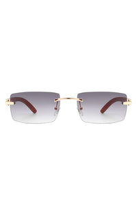 Rectangle Rimless Retro Tinted Sunglasses