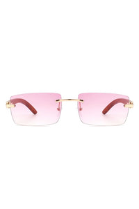 Rectangle Rimless Retro Tinted Sunglasses