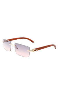 Rectangle Rimless Retro Tinted Sunglasses