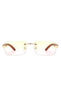 Rectangle Rimless Retro Tinted Sunglasses