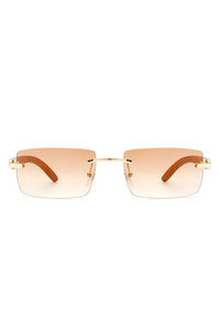 Rectangle Rimless Retro Tinted Sunglasses